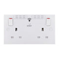 British General Square Edge 13A 2 Gang Switched Socket with Wi-Fi Extender - White