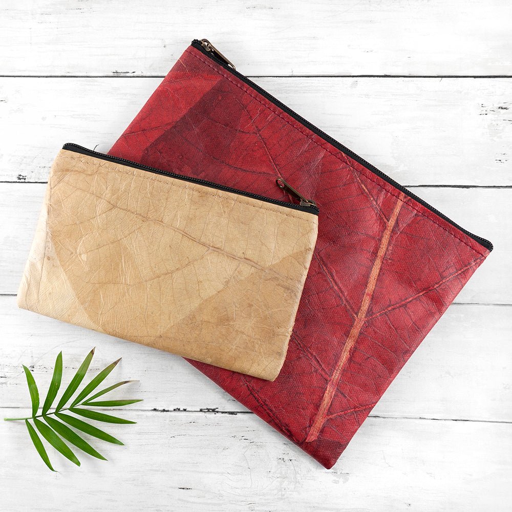 Leaf Leather Clutch Bag - Large