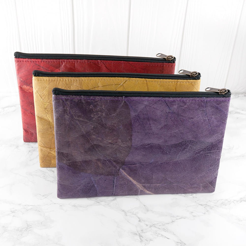 Leaf Leather Clutch Bag - Large