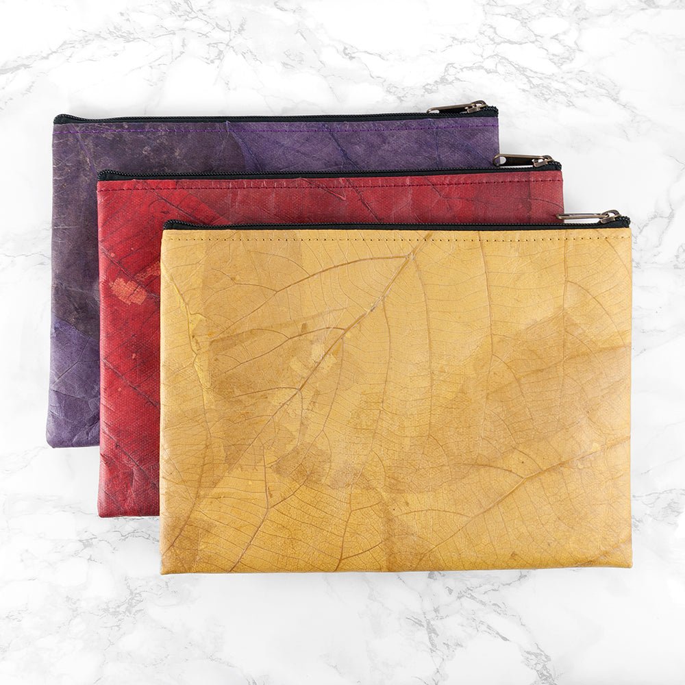 Leaf Leather Clutch Bag - Large