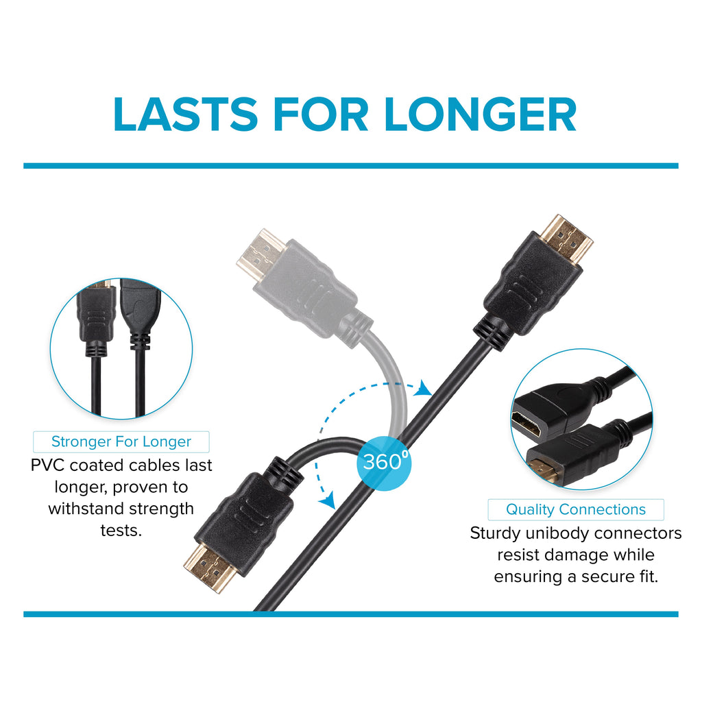 Maplin HDMI Male to HDMI Female 4K Ultra HD Extension Cable - Black