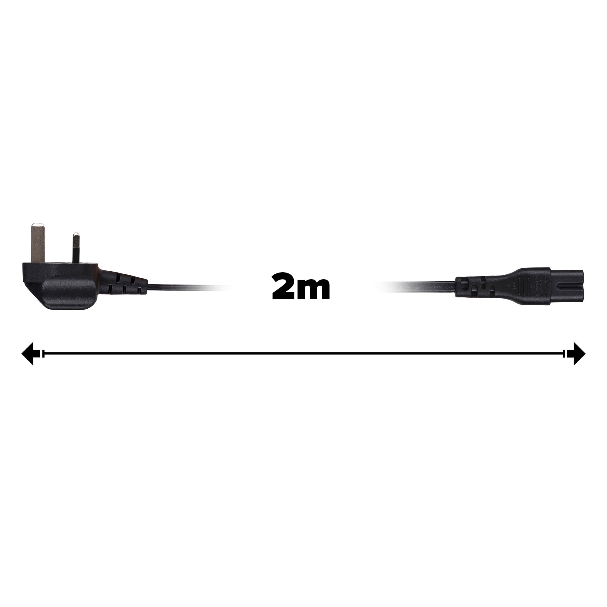 Maplin Power Lead IEC C7 Fig 8 2 Pin Plug to UK 3 Pin Plug - 2m, 10 Amp Fuse