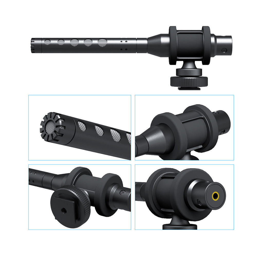 ProSound Shotgun Microphone Super Cardioid Electret Condenser 3.5mm Jack Cold Shoe Mount