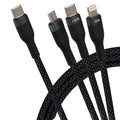 Maplin USB-C to 3-in-1 Multi-Charging USB-C / Lightning / Micro USB 100W Braided Cable - 1.2m