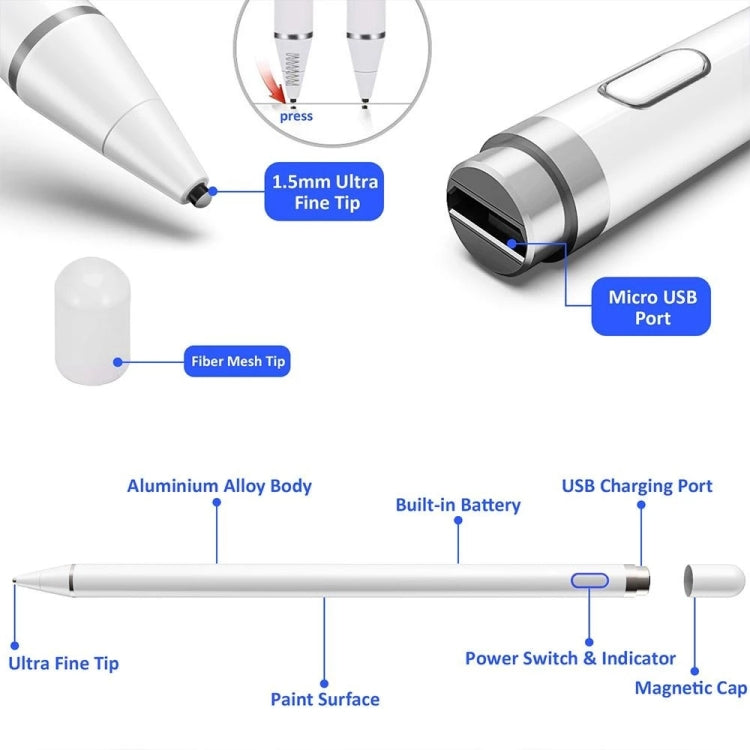 Universal Active Capacitive Stylus Pen(White), Universal Red, Universal White, Universal Black