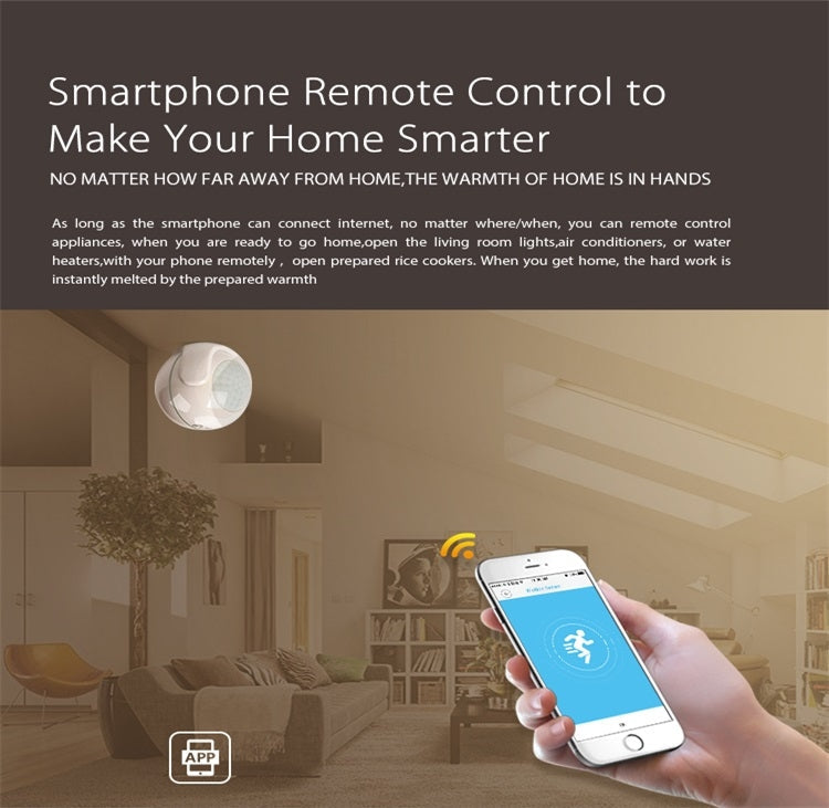 NEO NAS-PD01W Wireless WiFi PIR Detector Motion Sensor, Support Android / IOS systems & Ultra-bright Red LED