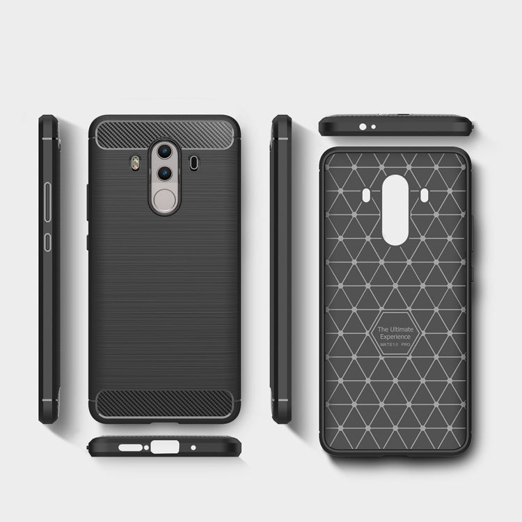 For Huawei  Mate 10 Pro Brushed Texture Carbon Fiber Shockproof TPU Rugged Armor Protective Case , For Huawei Mate 10 Pro, For Mate 10 Pro