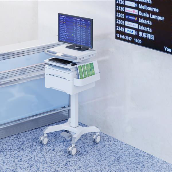 ProperAV Mobile Workstation Trolley Cart with Drawers