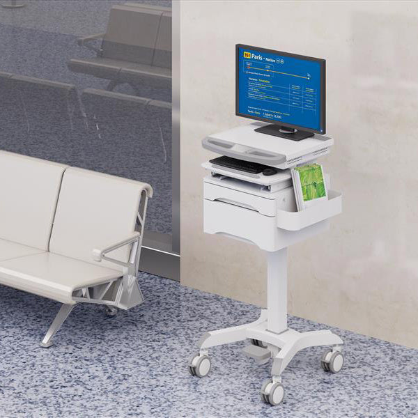 ProperAV Mobile Workstation Trolley Cart with Drawers
