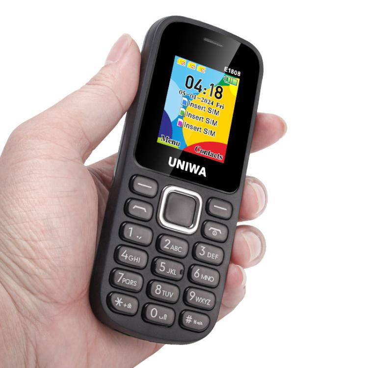 UNIWA E1808 Elder Keypad Phone, 1.77 inch SC6531E, LED Flashlight, 21 Keys, Network: 2G, Triple SIM, EU Plug