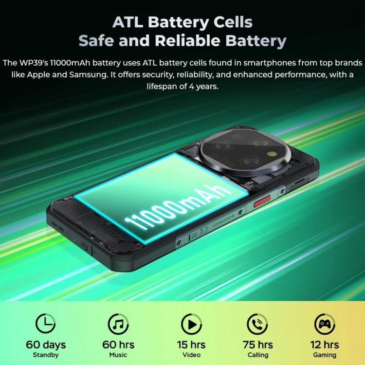 Oukitel WP39 5G Rugged Phone, 6GB+256GB, , Fingerprint Identification, 6.6 inch MediaTek Dimensity 6100+ Octa Core, NFC, OTG, Network: 5G (Green)