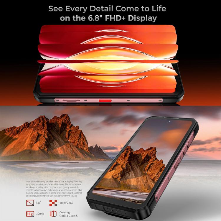 Oukitel WP56 Rugged Phone, 12GB+512GB, 108MP Camera, Fingerprint Identification, 6.8 inch Android 15 MTK Dimensity 7050 Octa Core, NFC, OTG, Network: 5G
