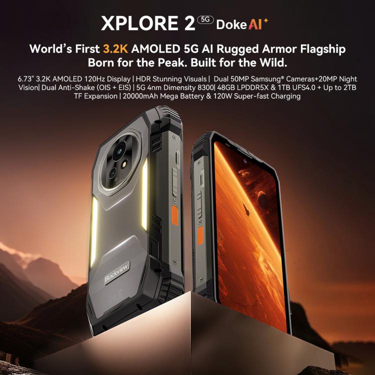 Blackview XPLORE 2, 12GB+256GB, 6.73 inch Android 15 Dimensity 8300 MT6897 Octa Core, Network: 5G, OTG, NFC, XPLORE 2, 12GB+256GB