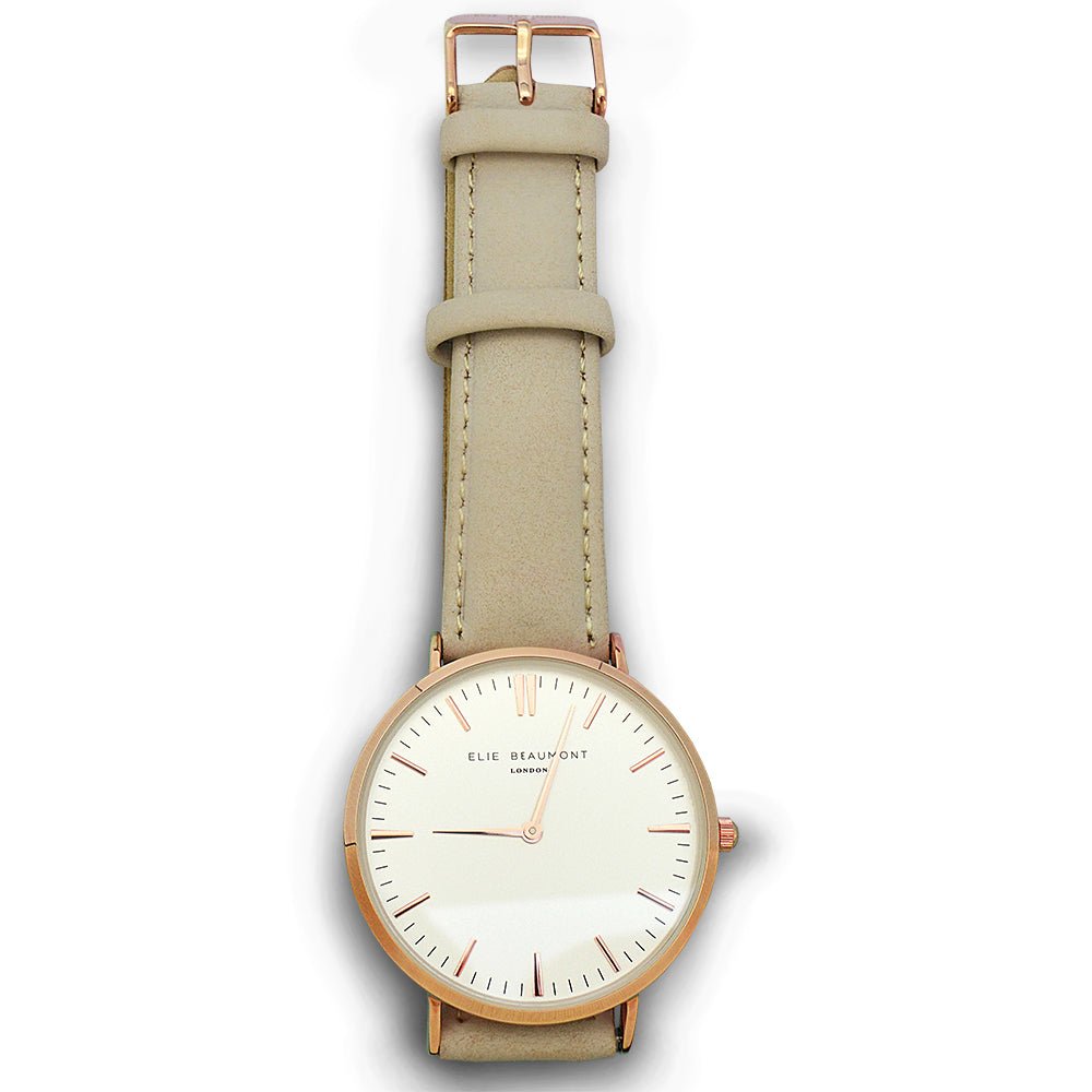 Modern - Vintage Personalised Leather Watch In Stone