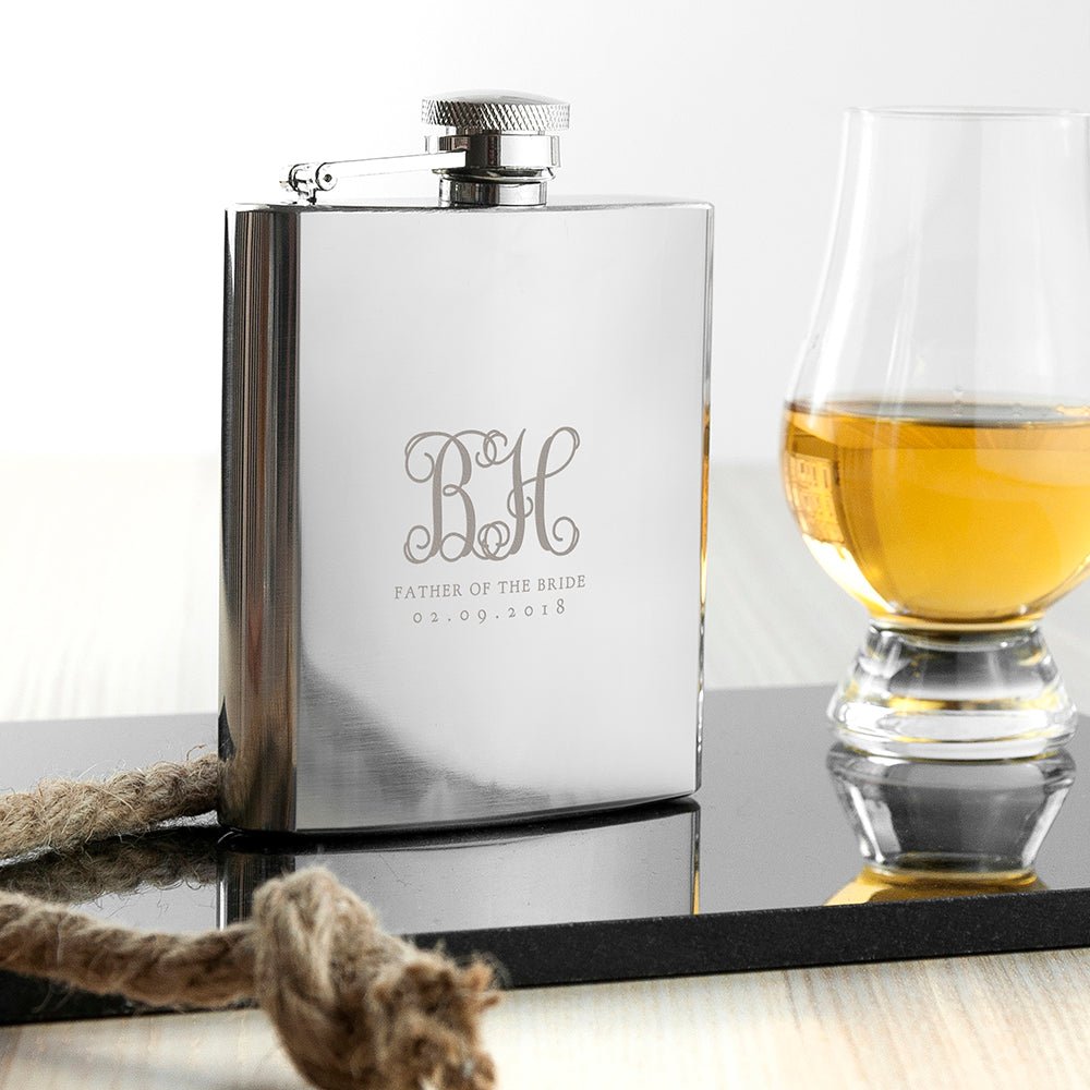 Monogrammed 6Oz Hip Flask For Best Man