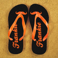 Personalised Moustache Flip Flops in Grey and Orange