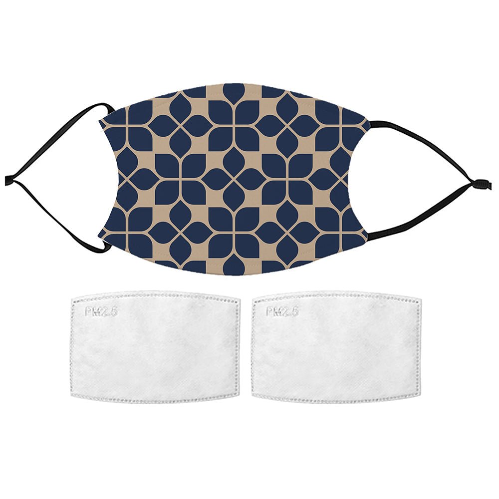 Navy Fleur Pattern Face Mask