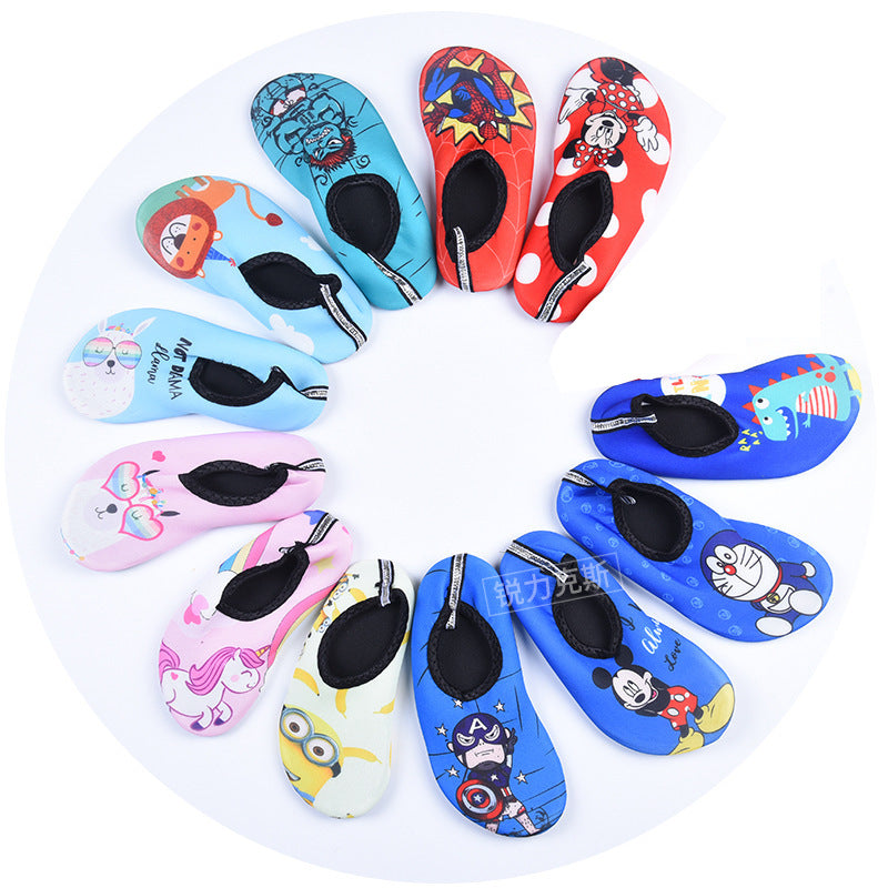 Cartoon Children's Beach Shoes Hard Sole Wading Shoes Diving Equipment Snorkeling Shoes and Socks Barefoot Swimming Shoes Diving Socks Quick-drying