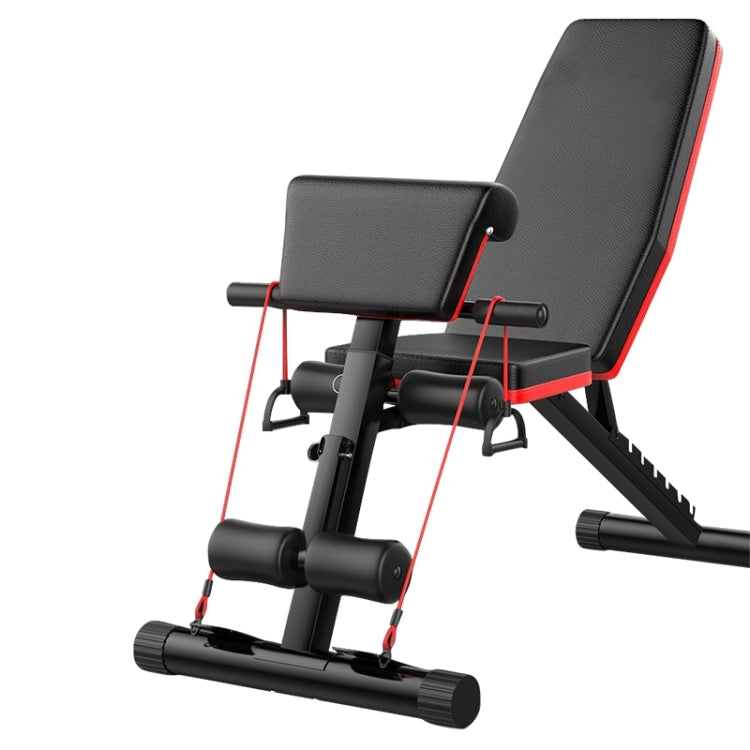 189-3 Premium Edition Household Folding Multifunctional Bold Main Frame Dumbbell Bench Sit-up Bench Weightlifting Bed with Pull Rope & Preacher Curl, Premium Edition