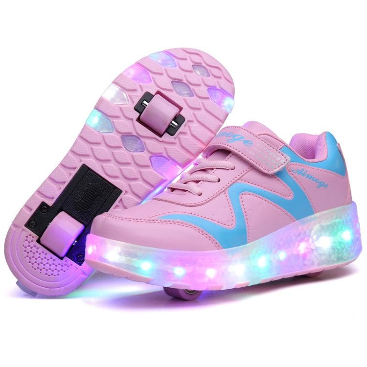 786 LED Light Ultra Light Rechargeable Double Wheel Roller Skating Shoes Sport Shoes, Size : 30, Size : 30