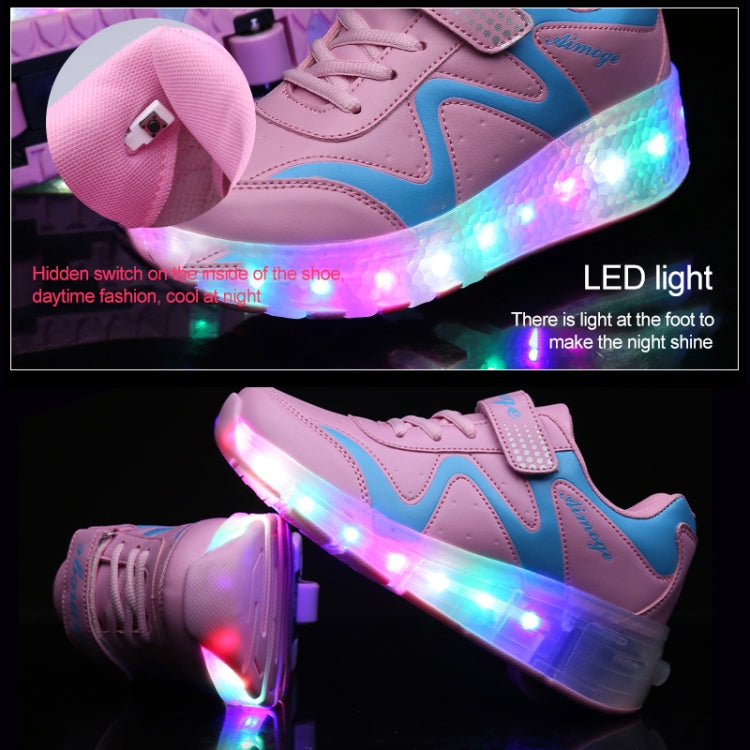 786 LED Light Ultra Light Rechargeable Double Wheel Roller Skating Shoes Sport Shoes, Size : 30, Size : 30