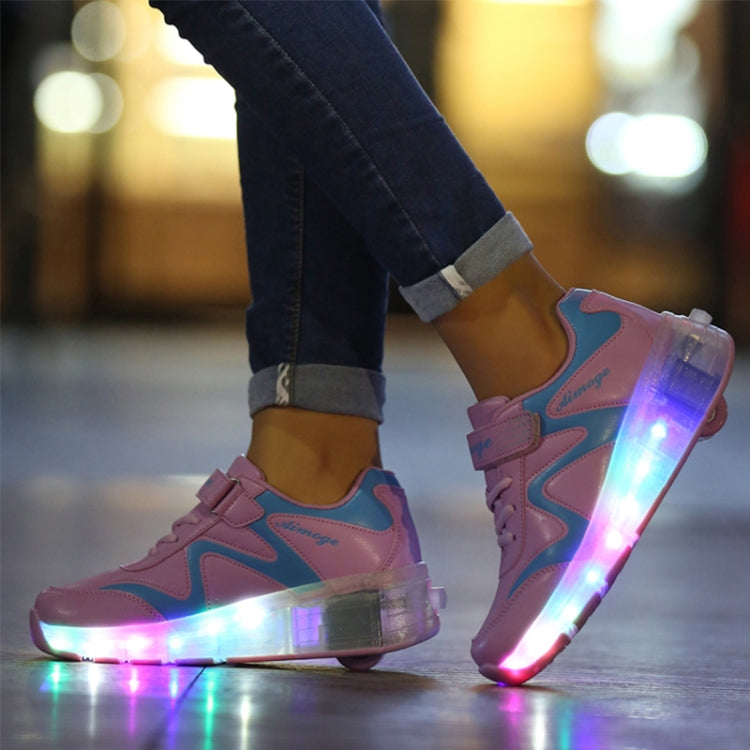786 LED Light Ultra Light Rechargeable Double Wheel Roller Skating Shoes Sport Shoes, Size : 30, Size : 30