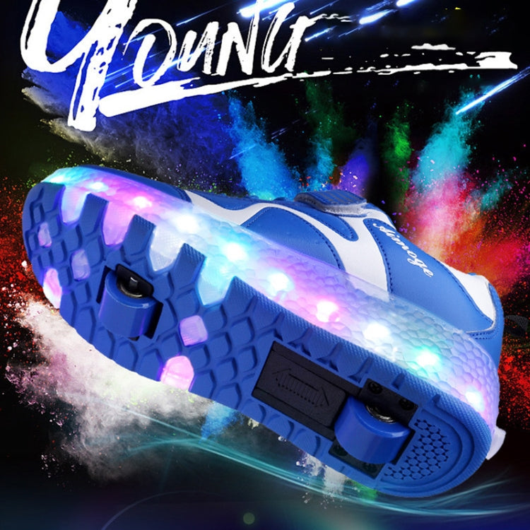 786 LED Light Ultra Light Rechargeable Double Wheel Roller Skating Shoes Sport Shoes, Size : 35, Size : 35