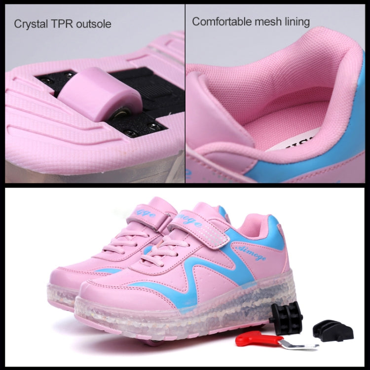 786 LED Light Ultra Light Rechargeable Double Wheel Roller Skating Shoes Sport Shoes, Size : 36, Size : 36