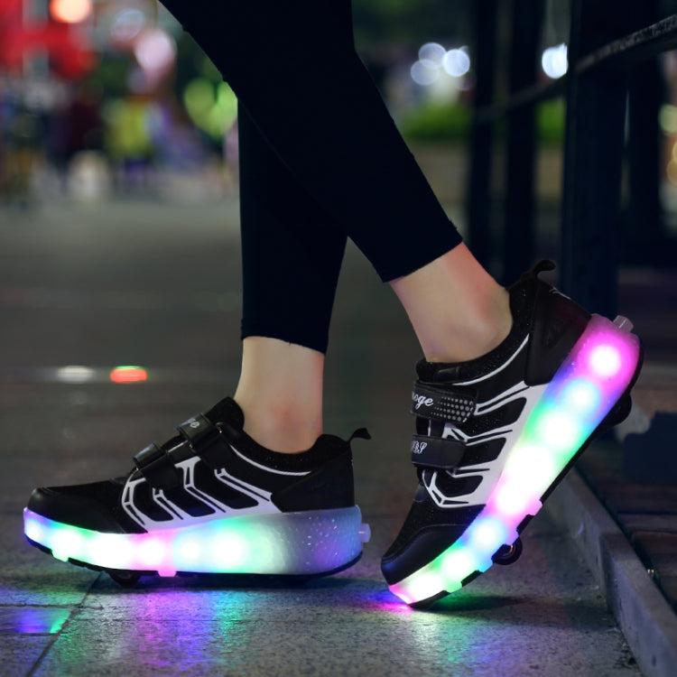 WS01 LED Light Ultra Light Mesh Surface Rechargeable Double Wheel Roller Skating Shoes Sport Shoes, Size : 36, Size : 36
