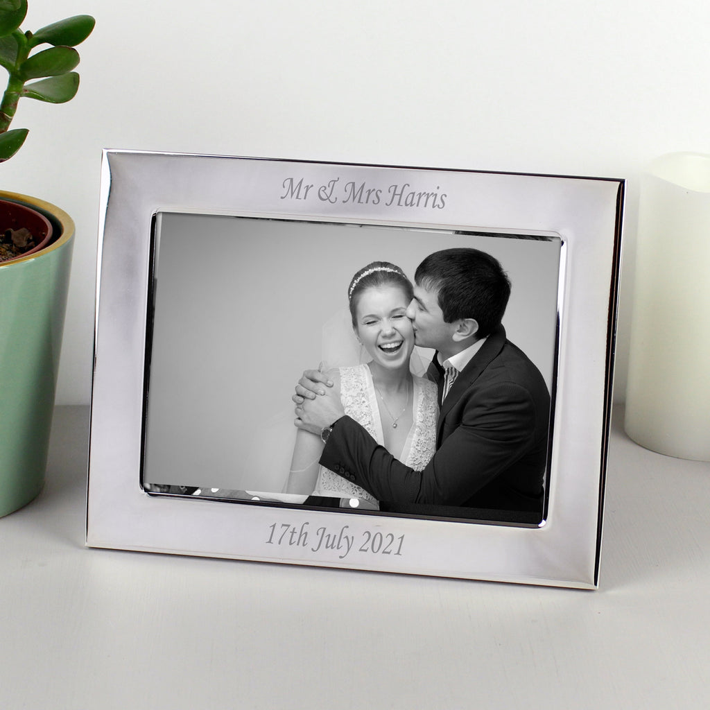 Personalised Silver Plated 6x4 Inch Landscape Photo Frame