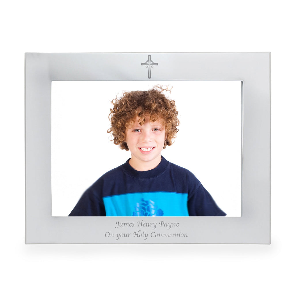 Personalised Silver 5x7 Inch Landscape Cross Photo Frame