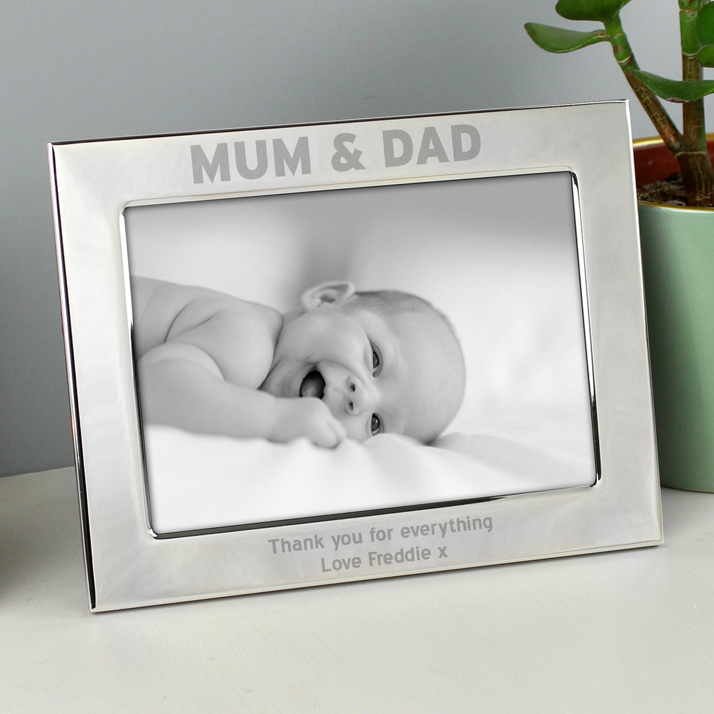 Personalised Silver 5x7 Inch Mum & Dad Photo Frame