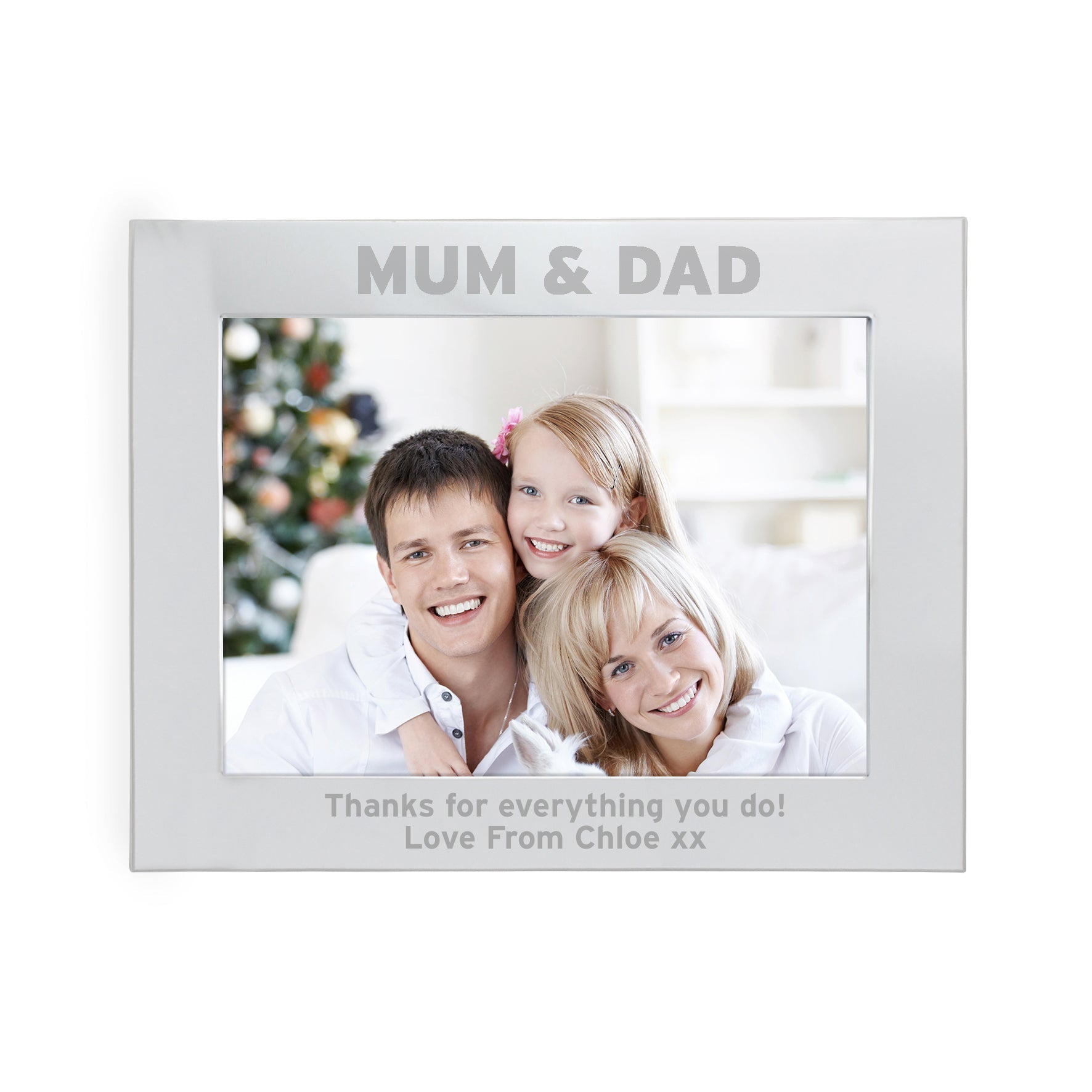 Personalised Silver 5x7 Inch Mum & Dad Photo Frame