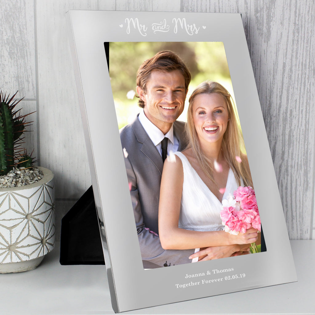 Personalised Mr & Mrs 5x7 Inch Silver Photo Frame