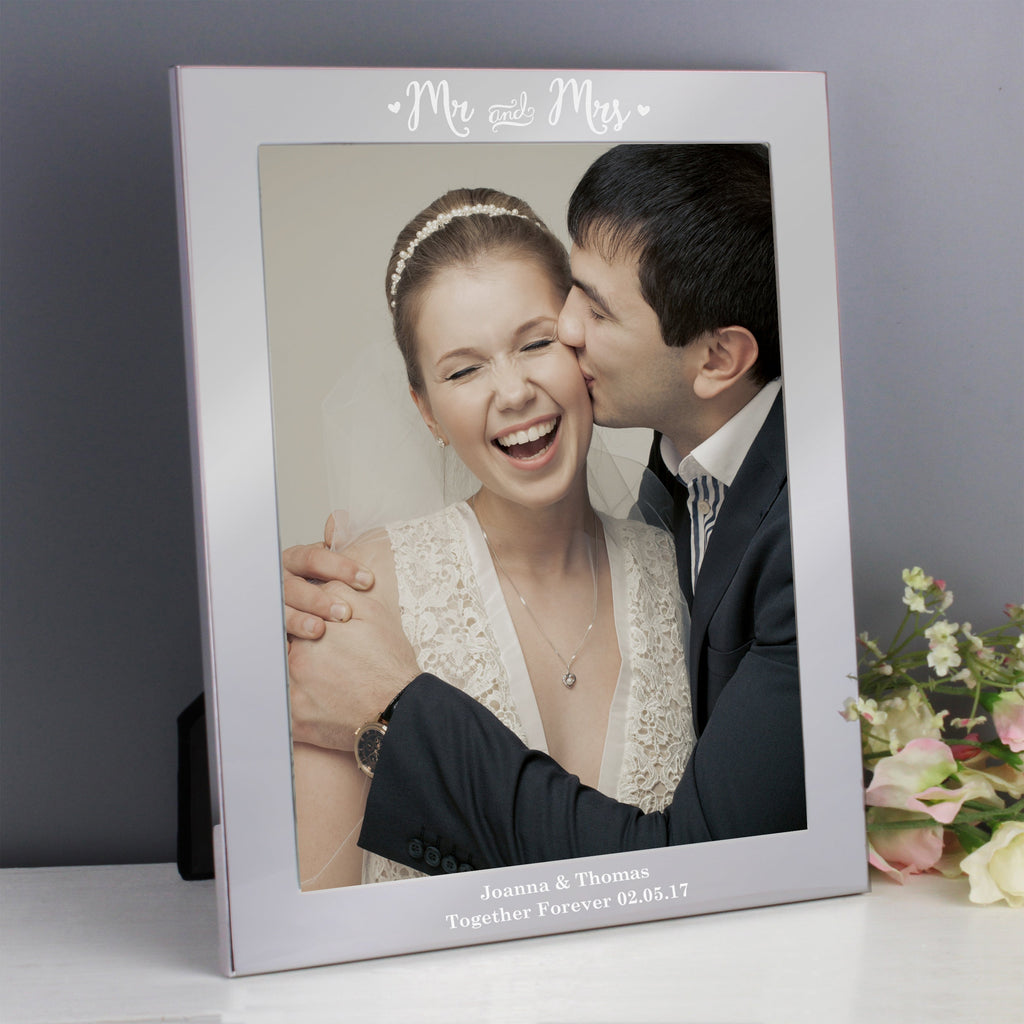 Personalised Mr & Mrs 8x10 Inch Silver Photo Frame