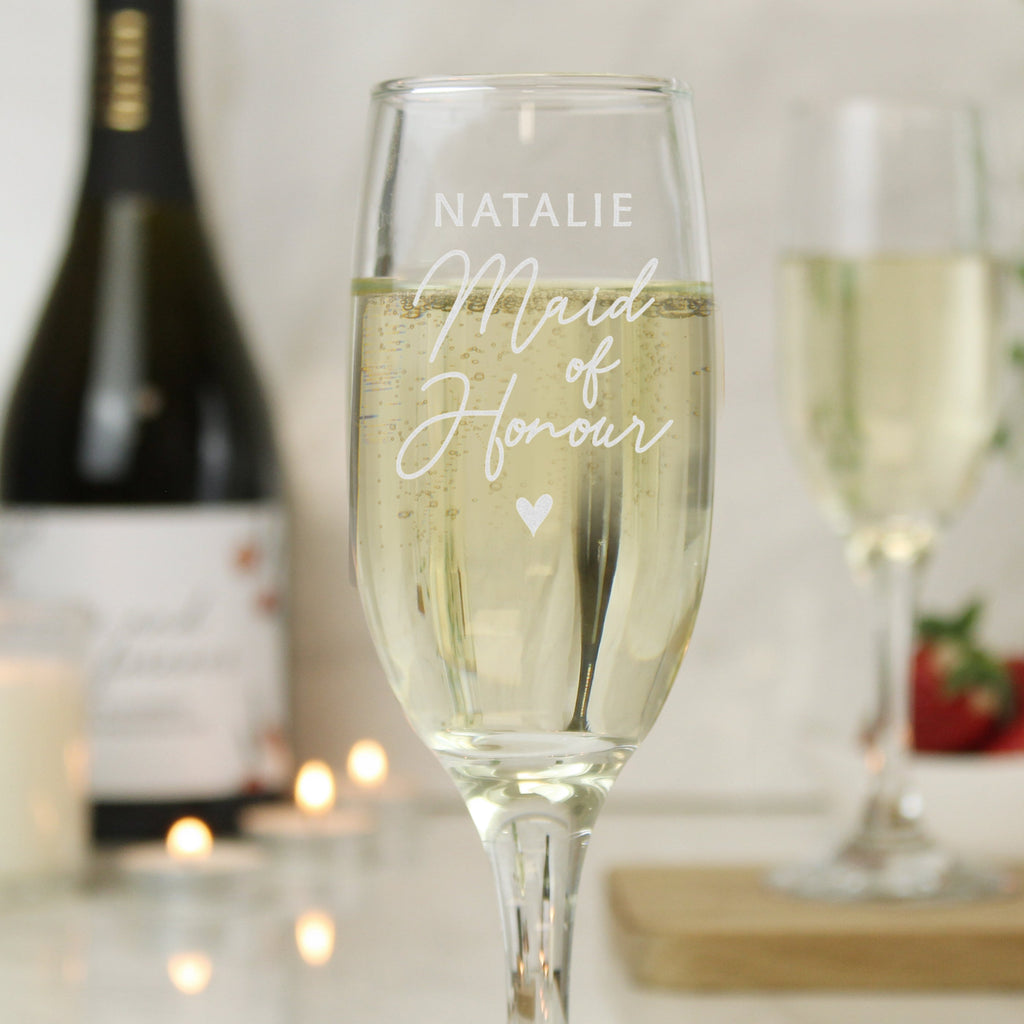Personalised Maid Of Honour Flute Glass