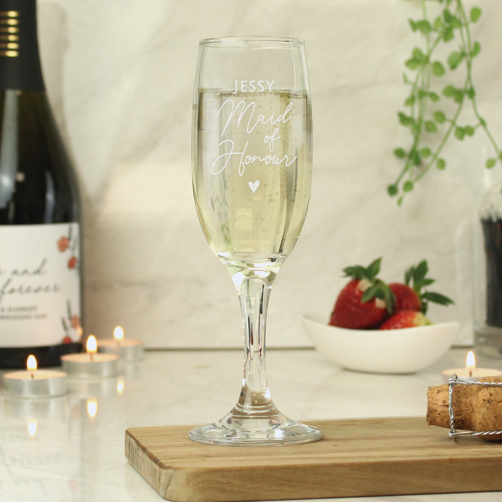 Personalised Maid Of Honour Flute Glass