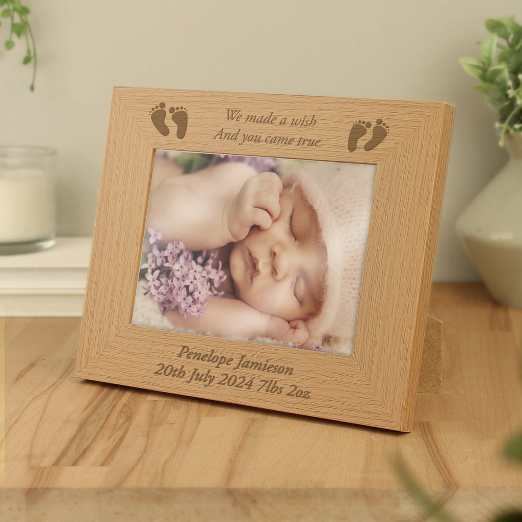 Personalised Baby Feet 5x7 Inch Landscape Wooden Photo Frame