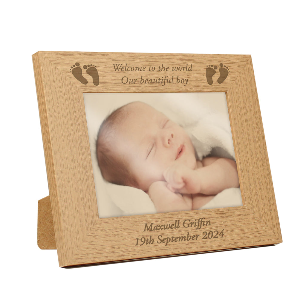 Personalised Baby Feet 5x7 Inch Landscape Wooden Photo Frame