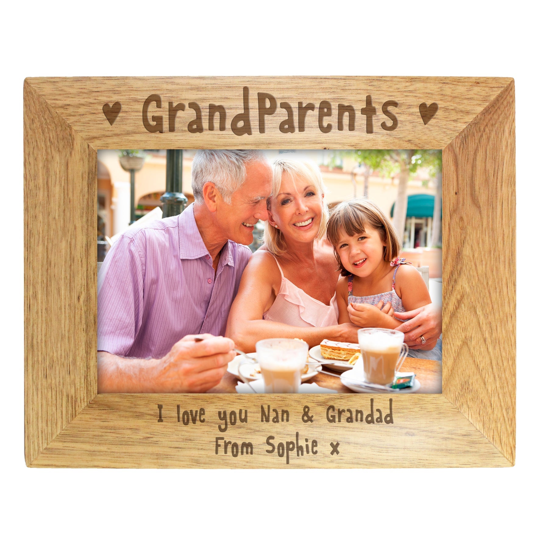 Personalised Grandparents 5x7 Inch Landscape Wooden Photo Frame