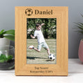 Personalised Oak Finish 6x4 Inch Football Photo Frame