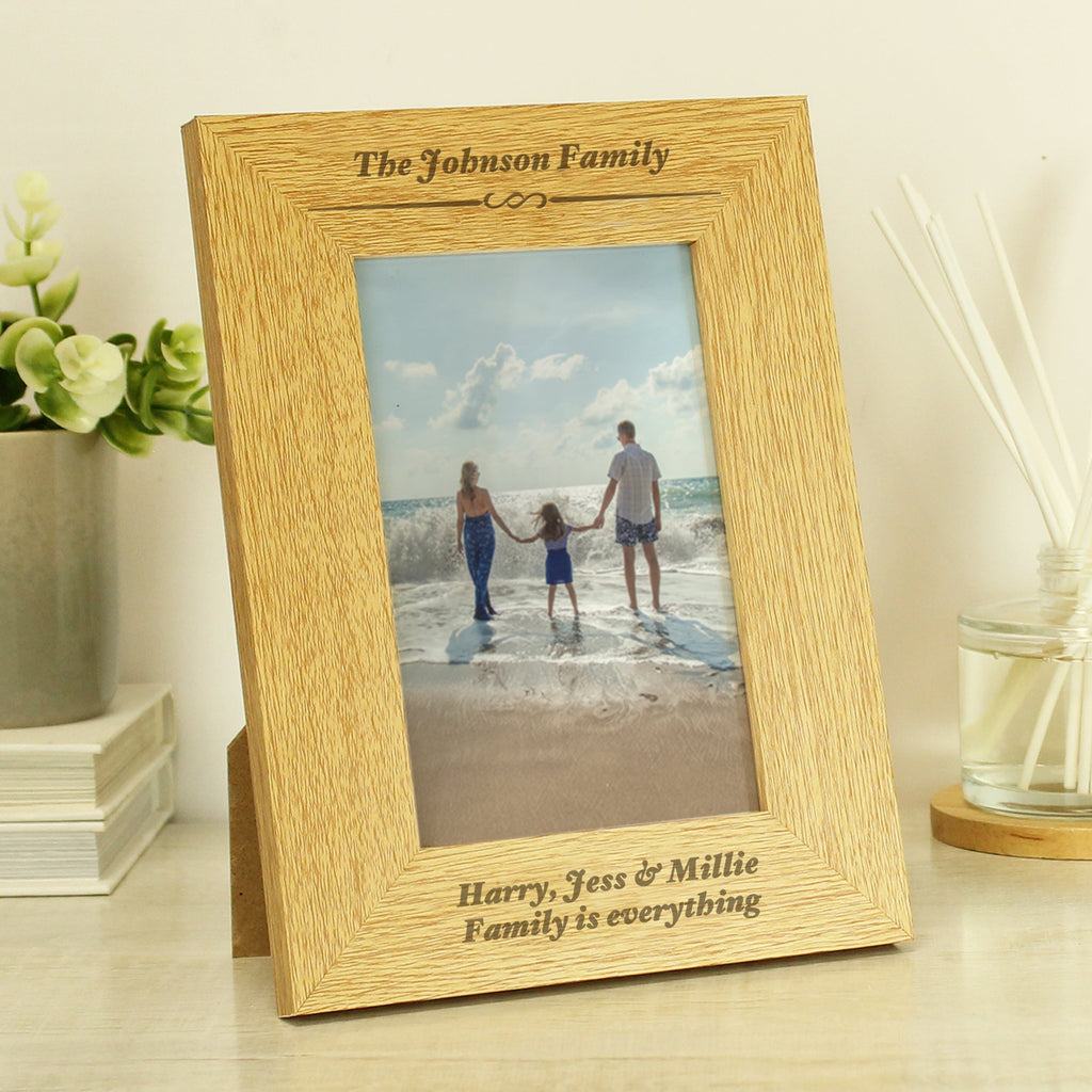 Personalised Formal 6x4 Inch Oak Finish Photo Frame