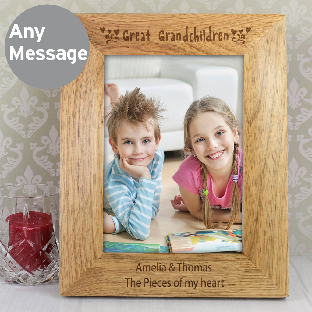 Personalised Great Grandchildren 5x7 Inch Wooden Photo Frame