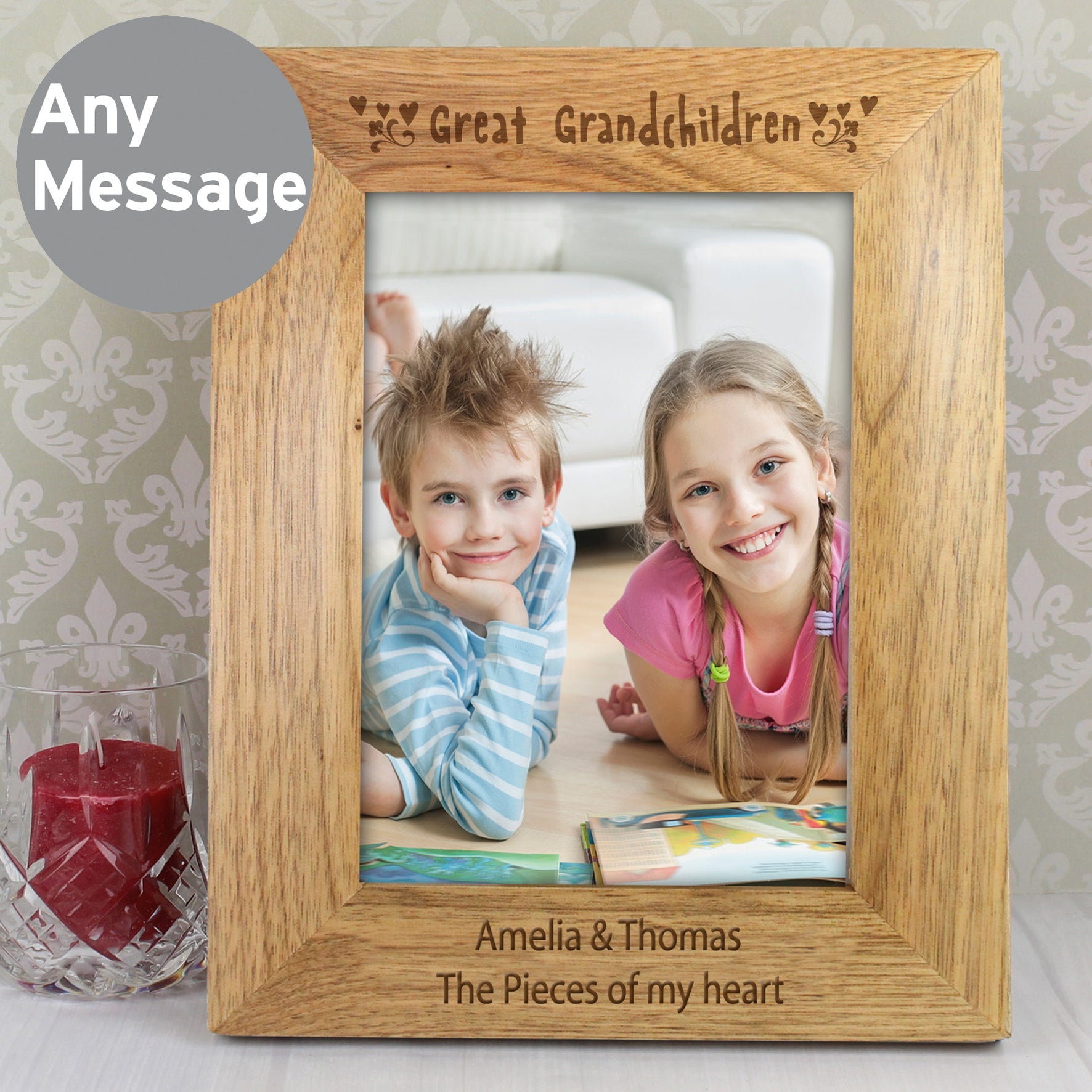 Personalised Great Grandchildren 5x7 Inch Wooden Photo Frame
