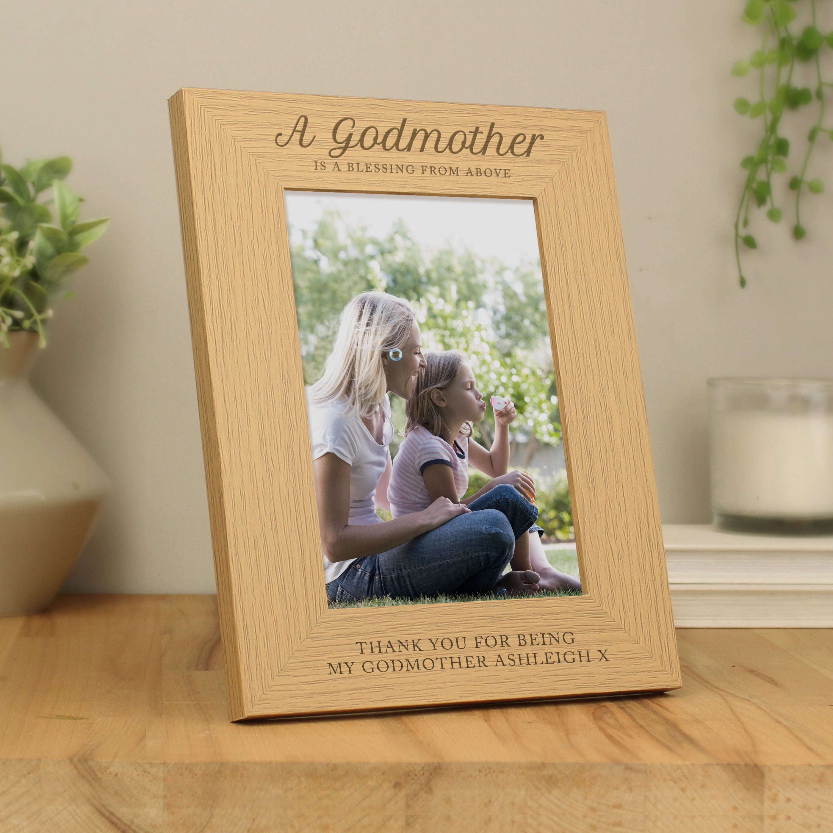Personalised Godmother 5x7 Inch Wooden Photo Frame