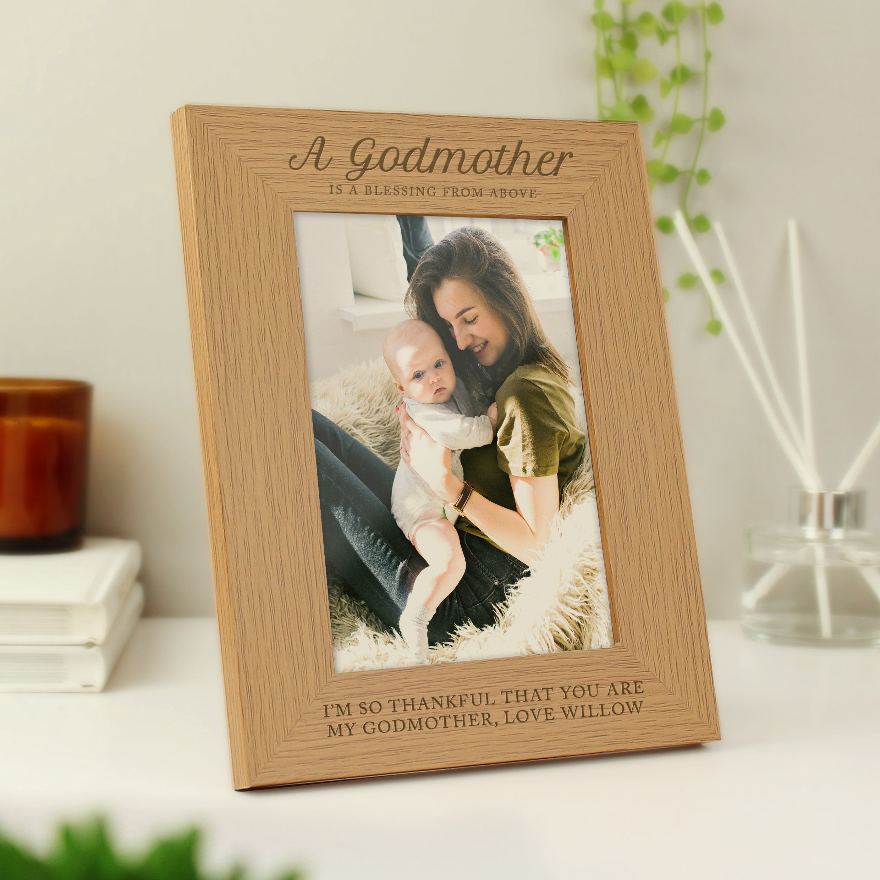 Personalised Godmother 5x7 Inch Wooden Photo Frame