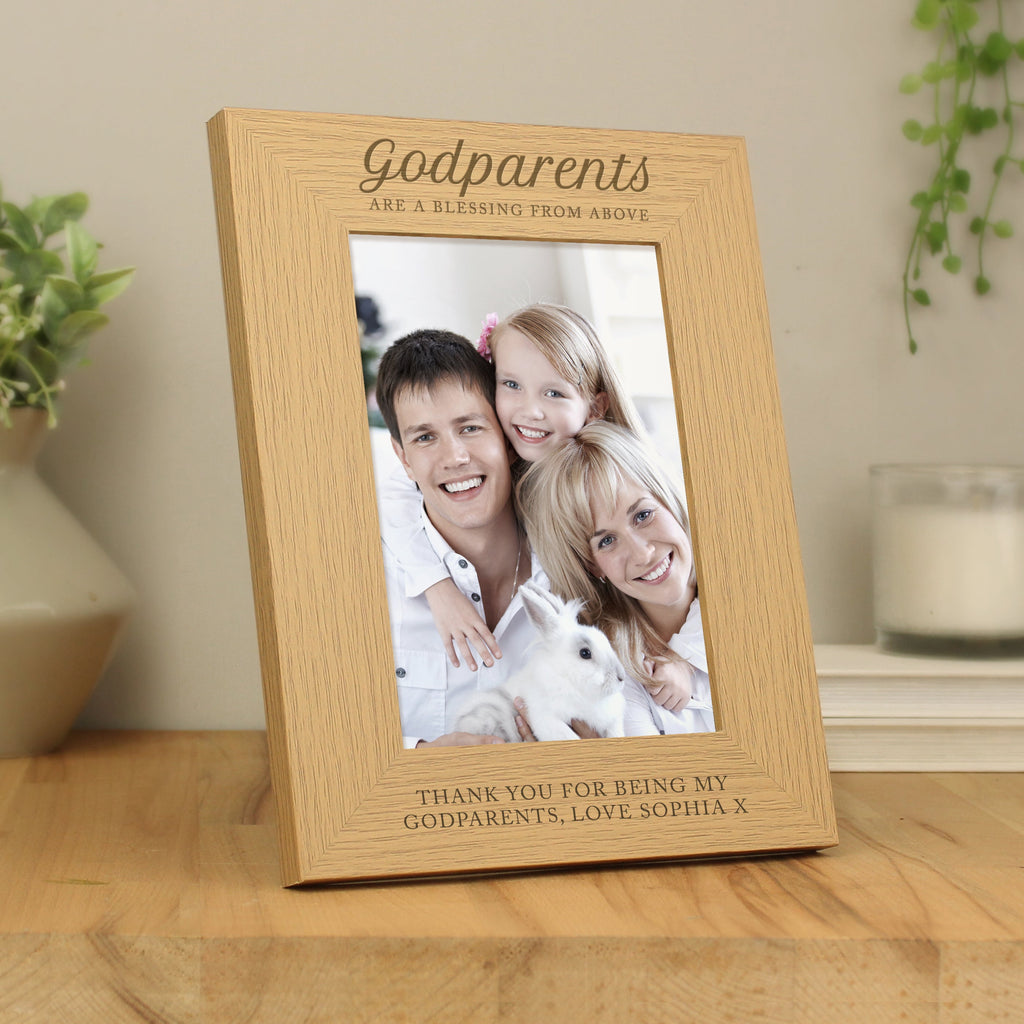 Personalised Godparents 5x7 Inch Wooden Photo Frame