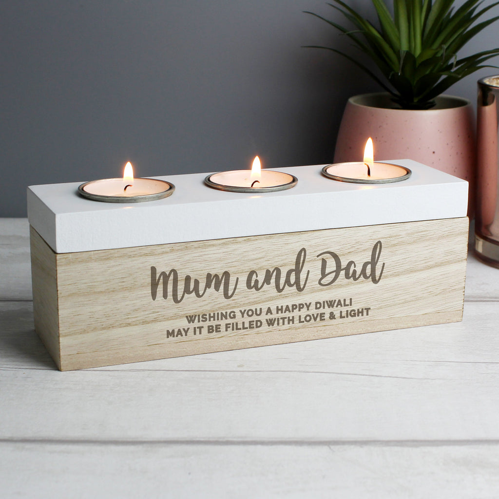 Personalised Couple Triple Tea Light Box
