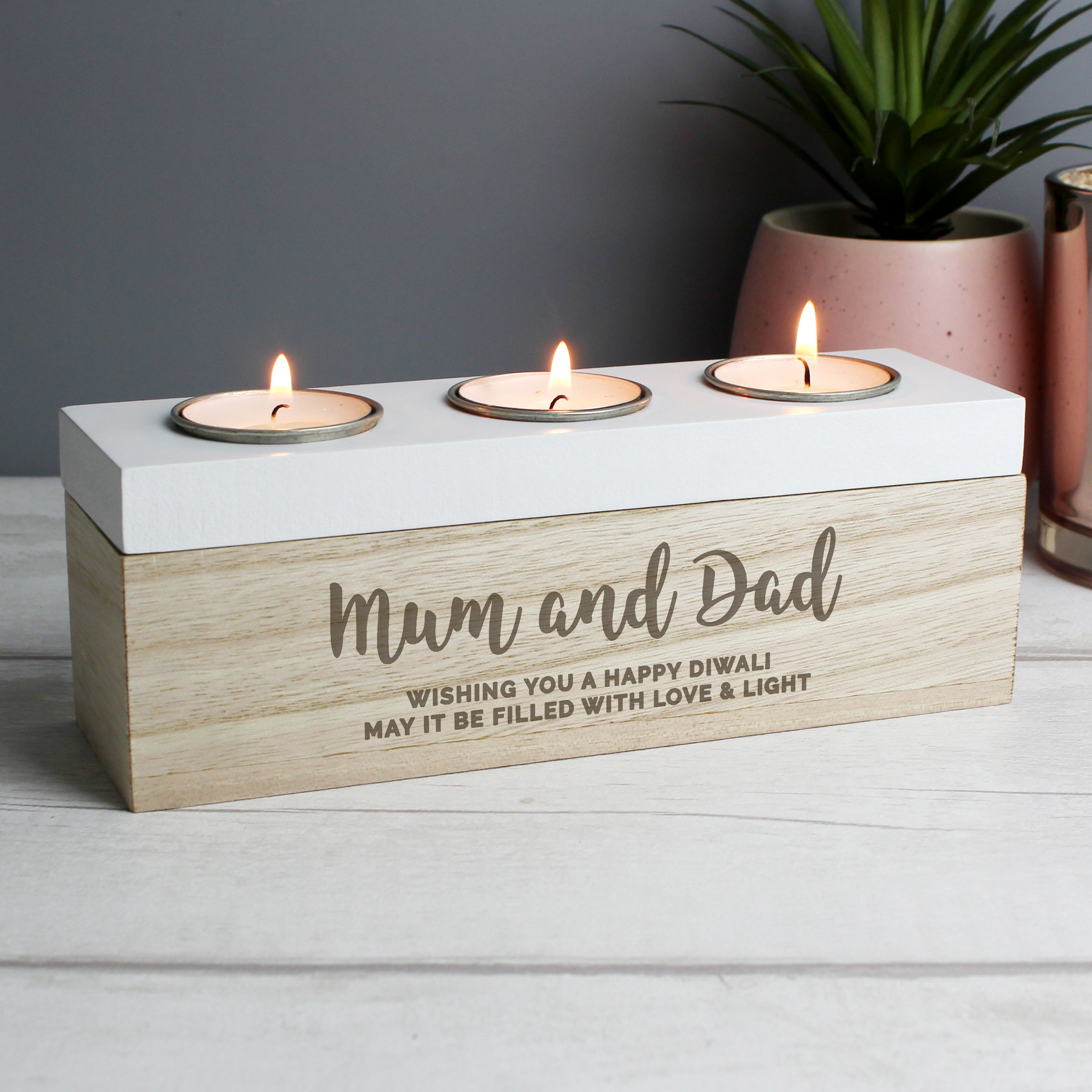 Personalised Couple Triple Tea Light Box