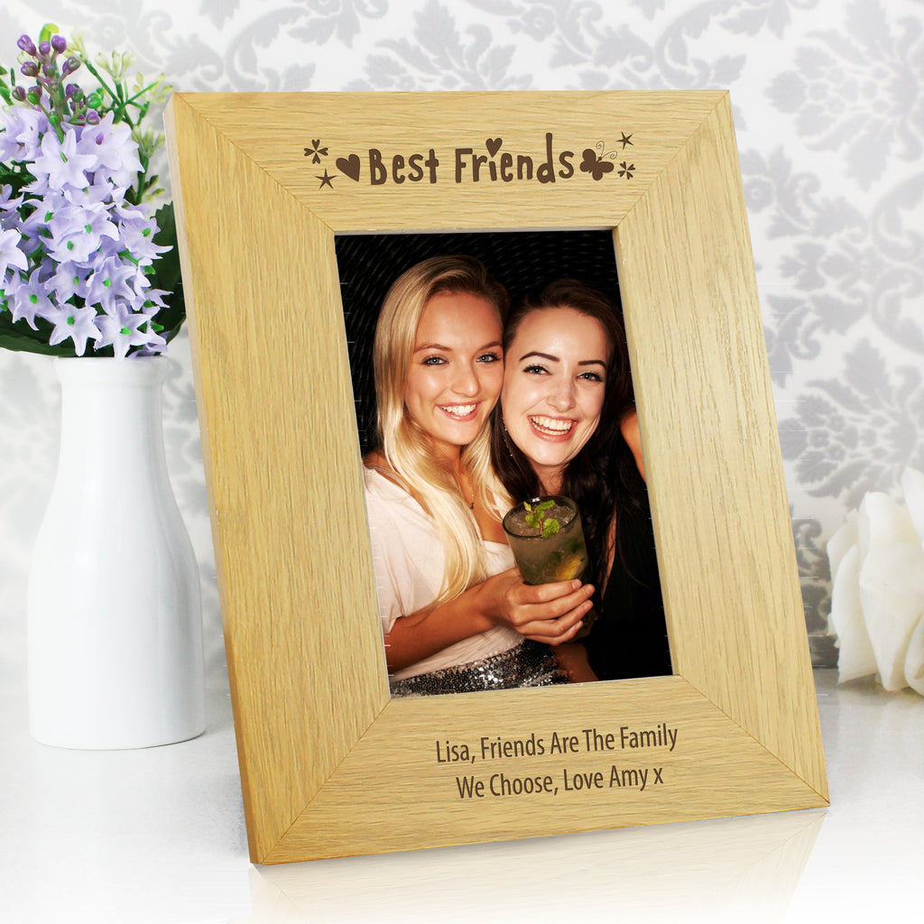 Personalised Oak Finish 6x4 Inch Best Friends Photo Frame